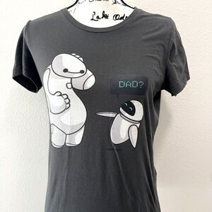 Baymax Eve "Dad?" Mashup Disney Pixar  (Medium) Gray T-shirt EUC